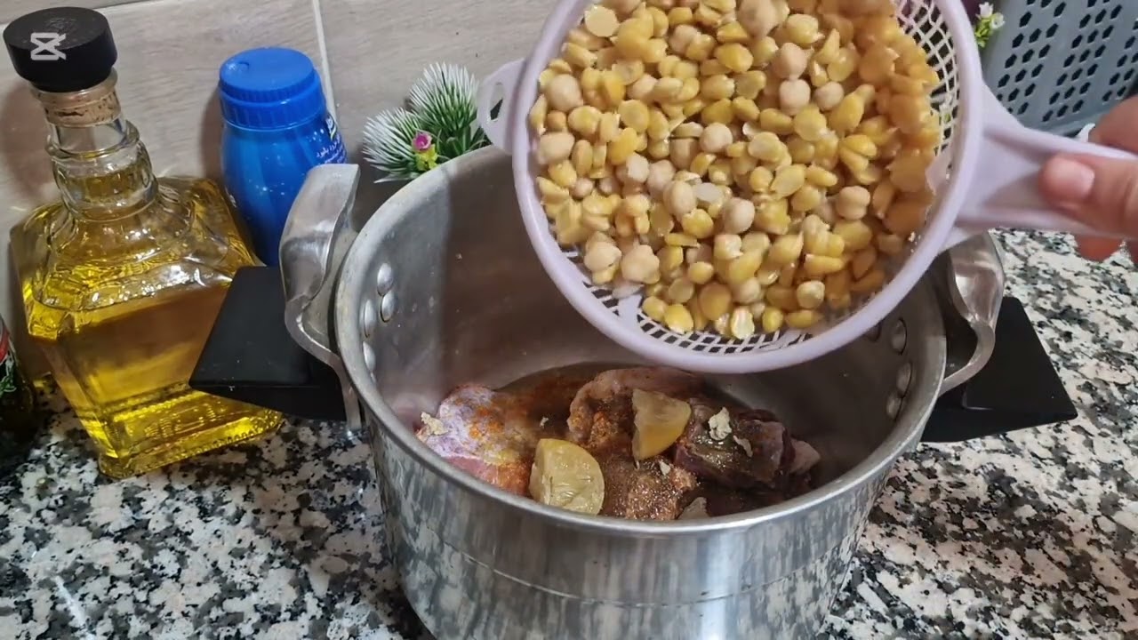 طنجية باللحم و الحمص مع العصير  ديال الباربا كيجيو  أكثر من رائعين