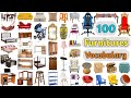 Furniture vocabulary ll 100 furniture names in english with pictures ll furnitures in english