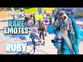 Flexing rare emotes with the ruby skin in party royale emote battles