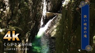 【4K感動の滝 ASMR】くらがり又谷の滝! 狭い峡谷の間を幾重にも落ちる滝をドローンで墜落覚悟の撮影!