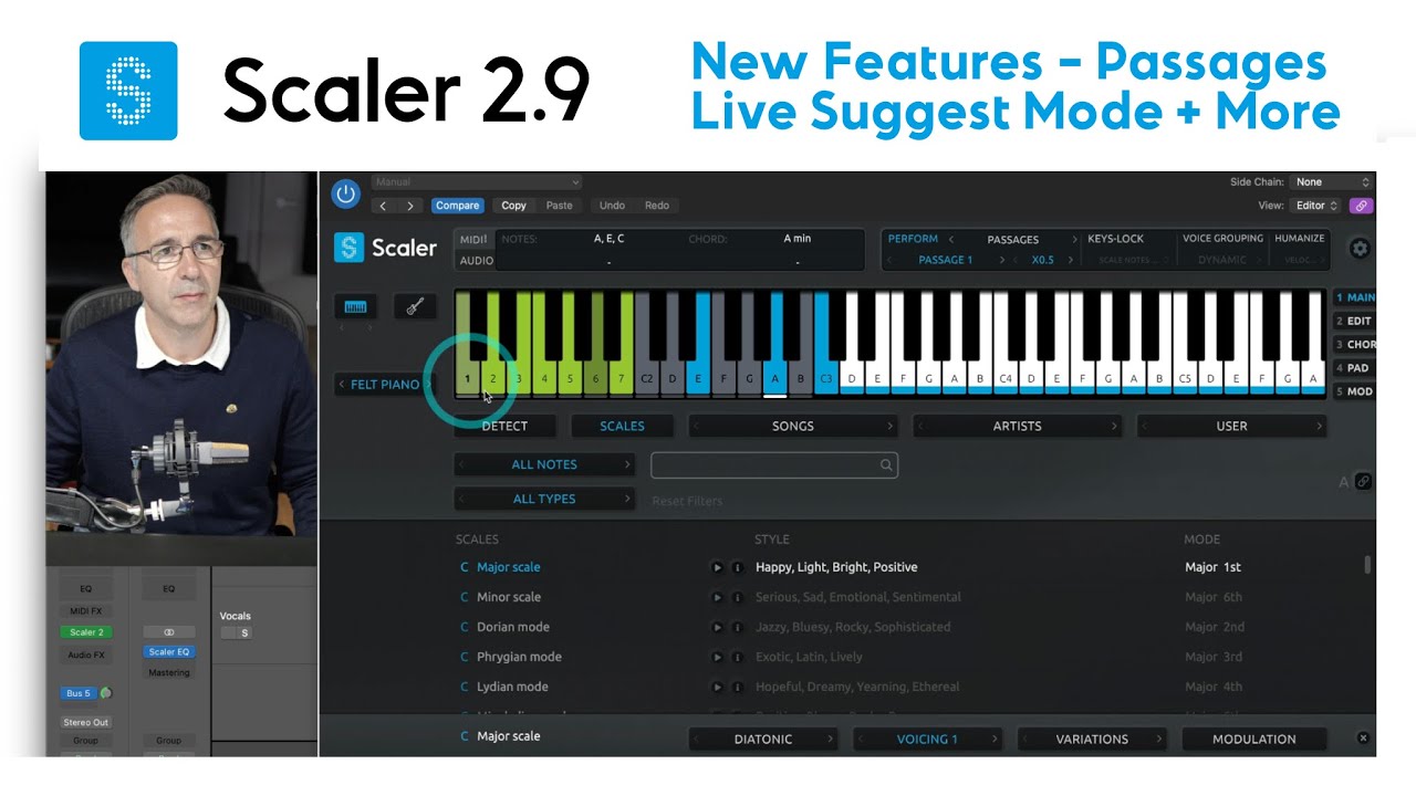 Scaler 29 New Features  Passages Live Suggest Mode Arps and Content