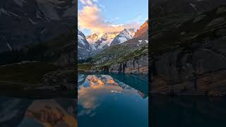 drone flying through beautiful view of mountains