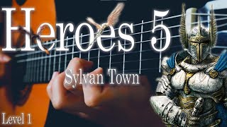 Heroes of Might and Magic 5 - Sylvan Town  | Level 1 | Slow Fingerstyle Lesson | TAB/Sheet Music