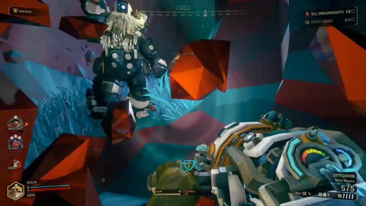 Deep Rock Galactic - Dreadnought mission gameplay (Cryo Cannon OP)