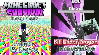 minecraft pe lucky block challenge 5 days kill Ender Dragon