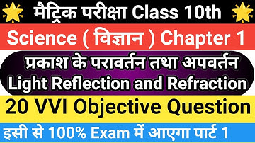 प्रकाश परावर्तन तथा अपवर्तन ऑब्जेक्टिव || Light Reflection and Refraction Objective Question ||