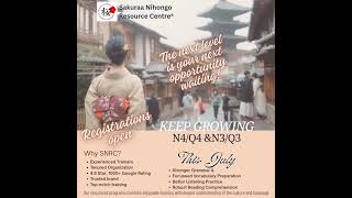 🌸 July 2026 Batches Open! N4/Q4 /N3/Q3 Upgrade now!Learn Japanese At Sakuraa Nihongo Resource Centre