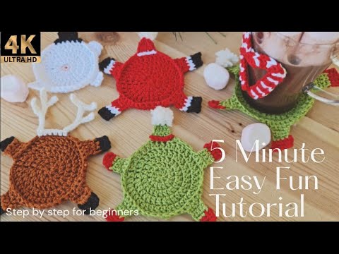 Crochet coasters Christmas pattern for beginners