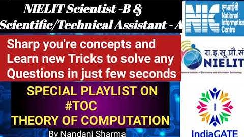 #NIC ||  #NIELIT || #scientist_B #Technical_Assistant_A ||#TOC || PLAYLIST ON THEORY OF COMPUTATION