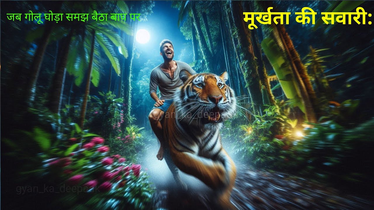 “मूर्खता की सवारी: जब गोलू घोड़ा समझ बैठा बाघ पर”gyan_ka_deepaak #ज्ञानवर्धककहानियां #नैतिककहानी