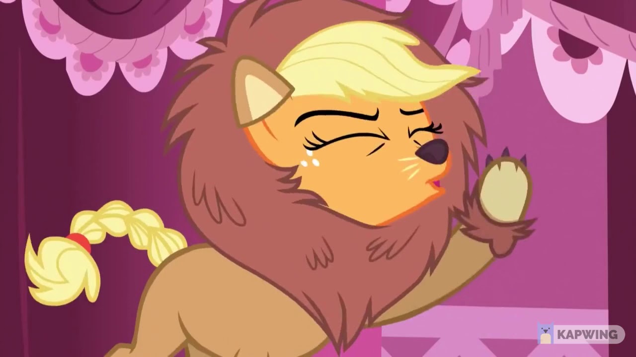 Applejack sings The Lion Sleeps Tonight like a dog but dressed as a ...