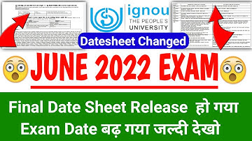 ignou date sheet june 2022 | ignou exam update |ignou exam date sheet june 2022 | date sheet |ignou
