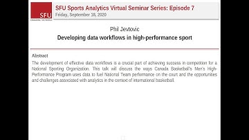 SFU Sports Analytics Seminar: Developing data workflows in high-performance sport