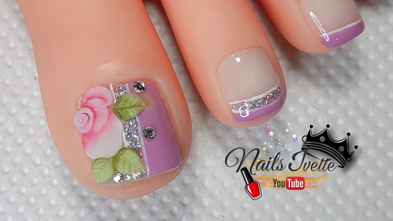 3D 🥰 Diseño de uñas Pie / Uñas de los pies decoradas con rosa en 3D / Como  hacer rosas con acrílico - thptnganamst.edu.vn