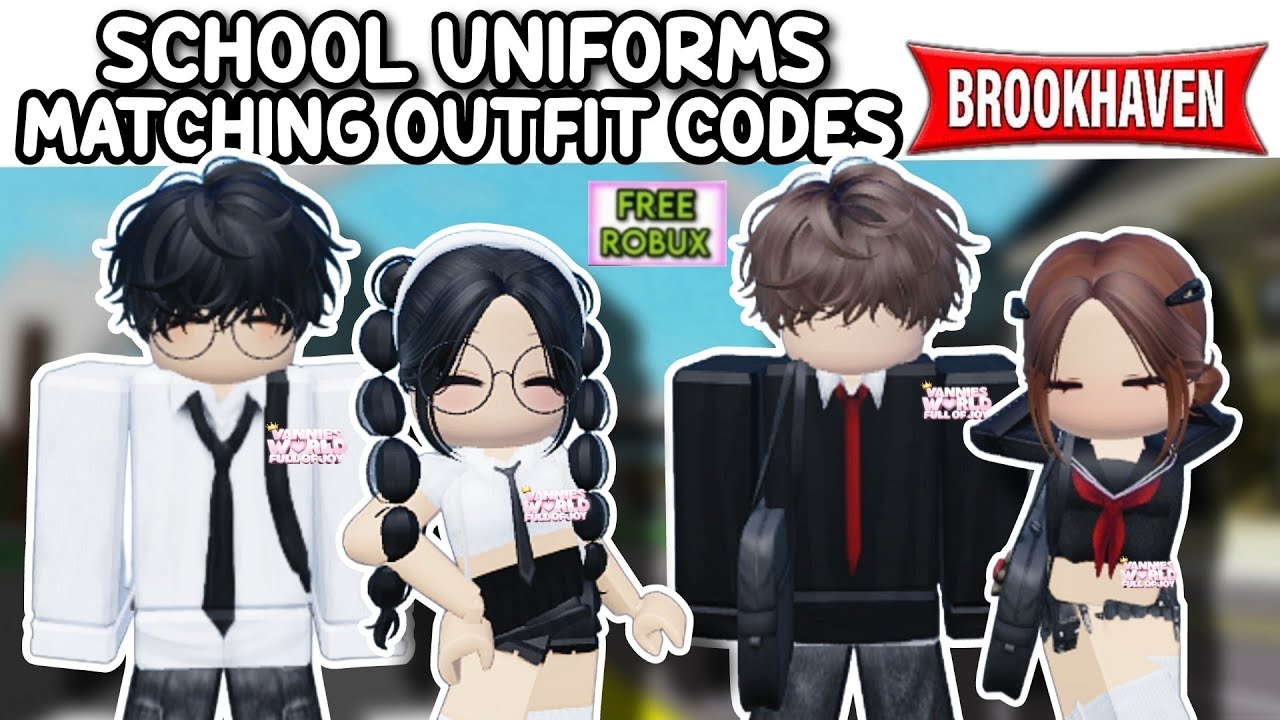 SCHOOL UNIFORM GIRL AND BOY MATCHING OUTFIT ID CODES FOR BROOKHAVEN 🏡RP