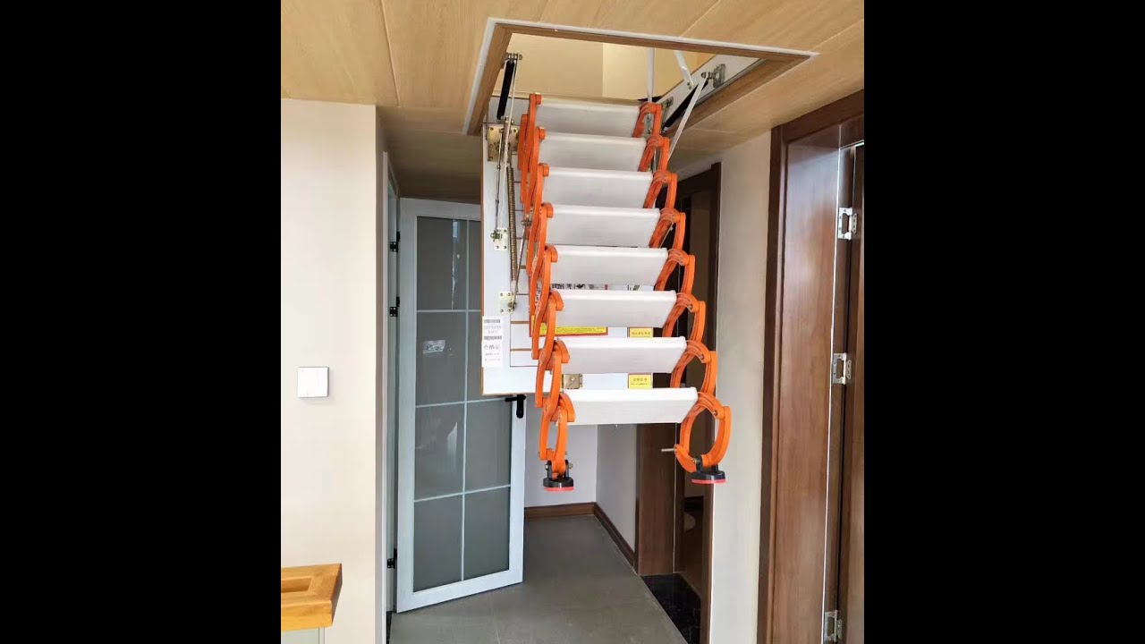 Customer easily installs custom sized remote controlled attic stairs
