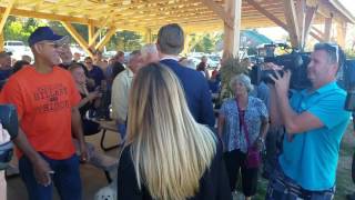 Eric and Lara Trump arrive at Ricker Hill Farm in Turner, Maine