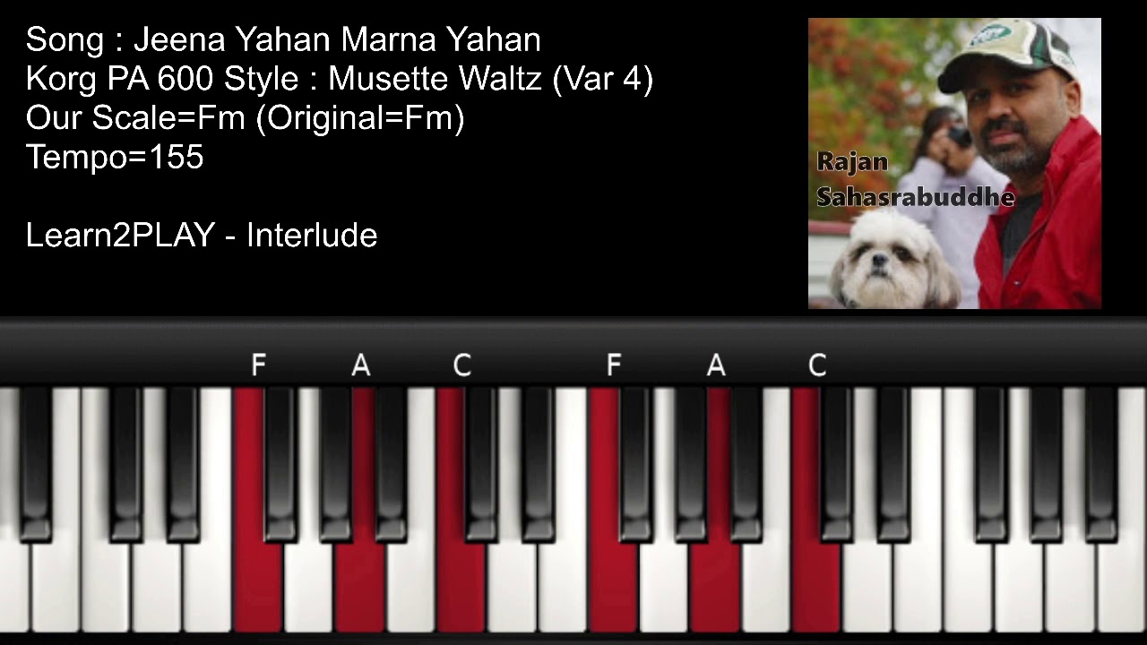FULL SONG - Jeena Yahan Marna Yahan - Piano Tutorial - Slow Play - EZ Piano - Lighted Keys - Notes