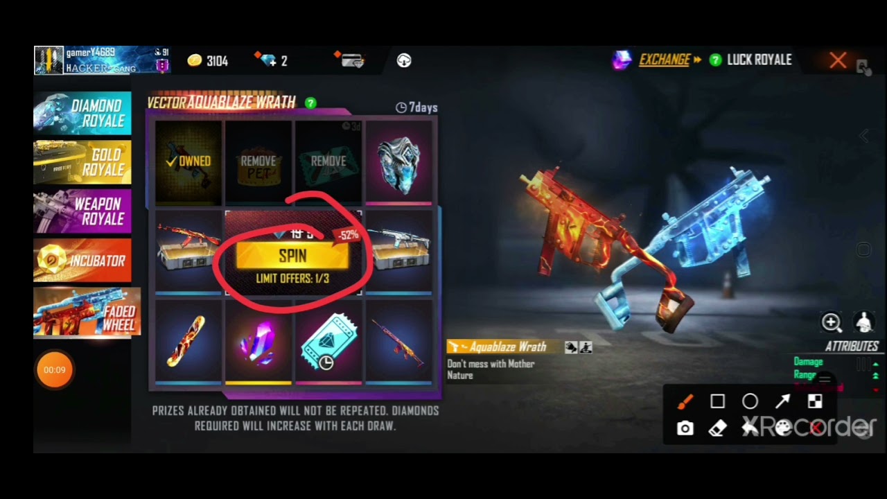 I Got new double vector skin| in 0 diamonds spin😱| best skin of double vector