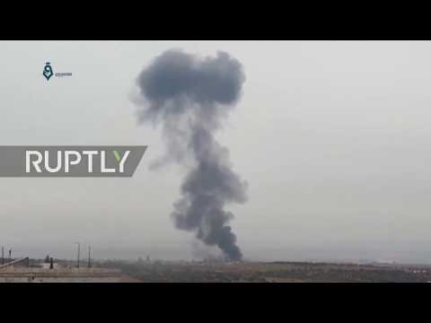 Moment Russian pilot ejects after Su-25 jet downed in Syria