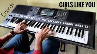 Maroon 5 - Girls Like You ft. Cardi B | Keyboard Cover (CHORDS) chords