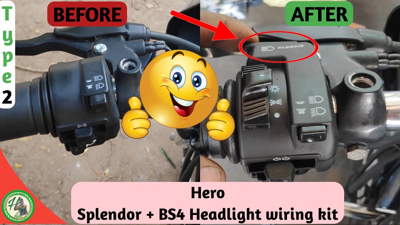 Splendor Plus BS4 Headlight on off switch Wiring Kit Without wire