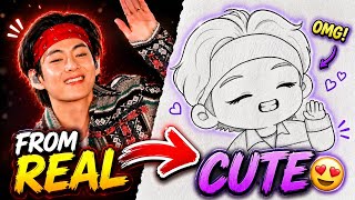 I Turned BTS Into a Cute Cartoon 😍 BTS V drawing