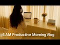 6 AM Aesthetic Morning Routine 🌷 | Study Vlog, Skincare &amp; Coffee #productiveday #skincareroutine