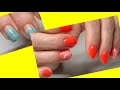 *678*Коррекция ногтей цветным гелем Агент Nail neon.Быстрый дизайн стемпингом.