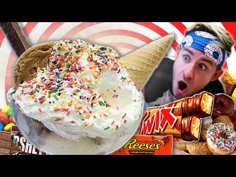 THE ULTIMATE ICE CREAM CANDY SUNDAE CHALLENGE! (13,000+ CALORIES)