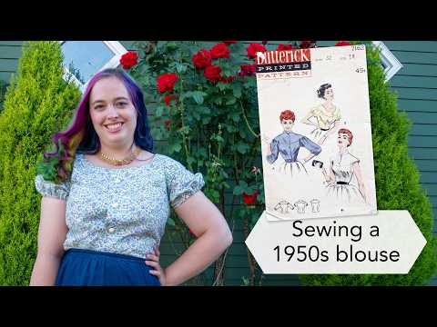 Sewing a 1950s Blouse with Vintage Flower | Vintage sewing project & sew along