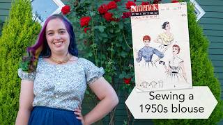 Sewing a 1950s Blouse with Vintage Flower  | Vintage sewing project & sew along