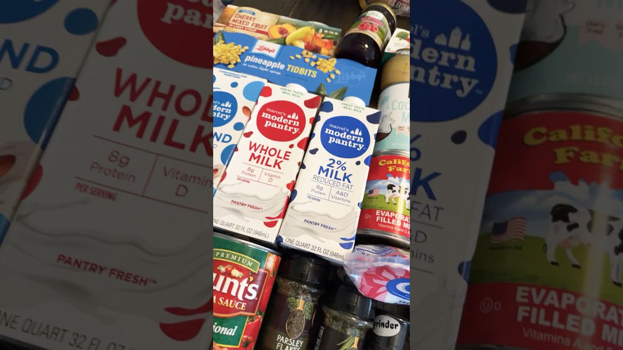 Dollar Tree Haul 🛒 shelf stable fruit, vegetables, nuts, legumes, protein, grains and dairy 🍍🫒🥜🥩🥛