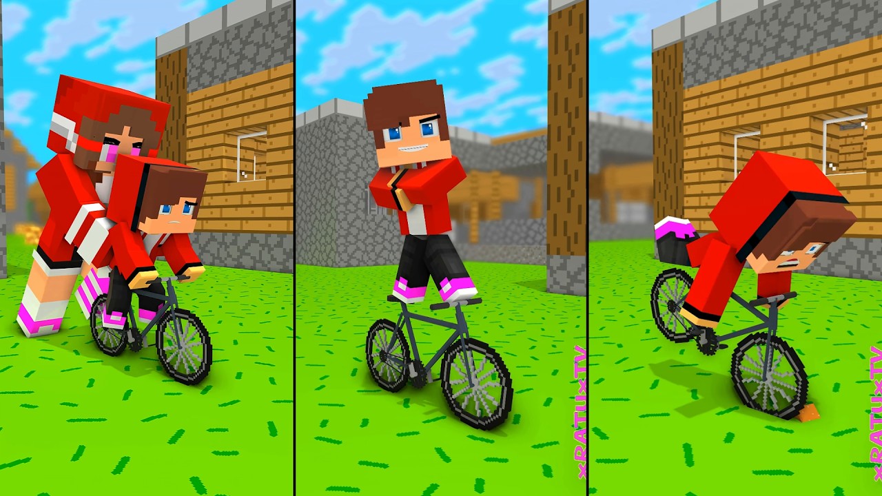 When JJ learns to ride a bike - Maizen Minecraft Animation || Dark JJ Crafts