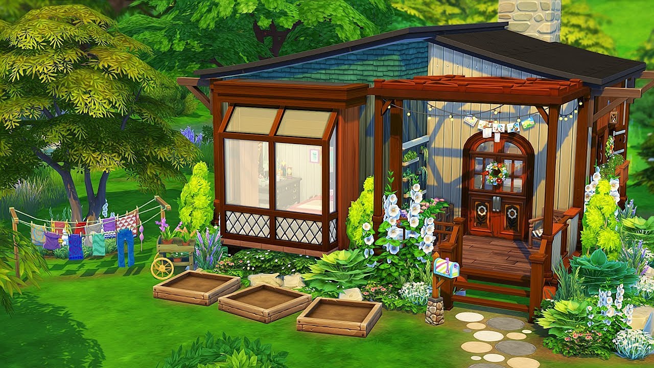 HIPPIE FAMILY S TINY HOUSE  The Sims 4 Speed Build 