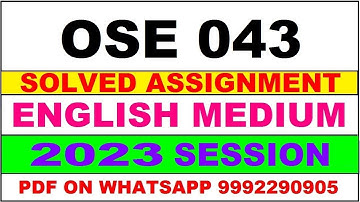 ose 043 solved assignment 2023 | ose 43 solved assignment in english 2024 | ose 43 2024