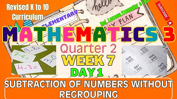Grade 3 Math Q2 W7 D1 | Subtraction of Numbers Without Regrouping | Revised K-12 MATATAG