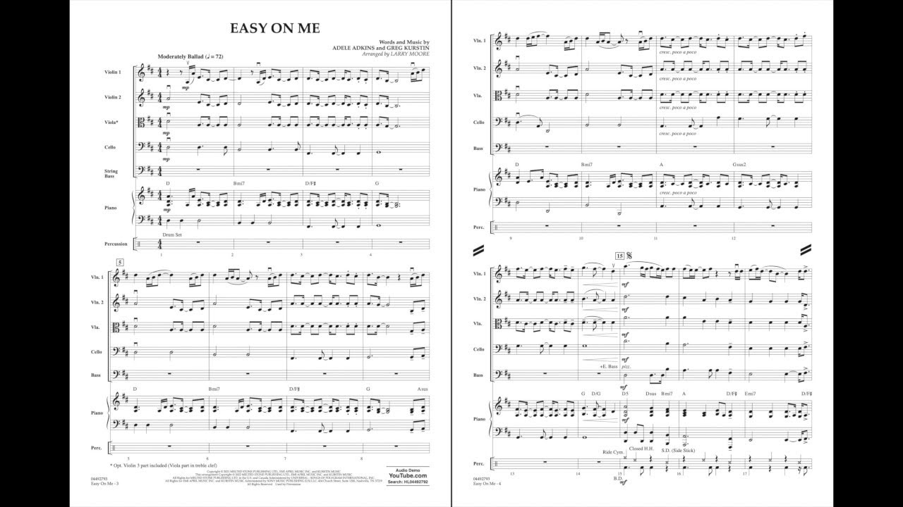 Easy On Me arranged by Larry Moore