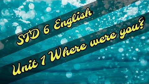 STD 6 English Unit 1 Where were you? Activity 8,9,10