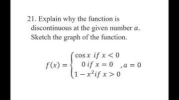 21. Explain why the function is discontinuous at the given number a. Sketch the graph of the