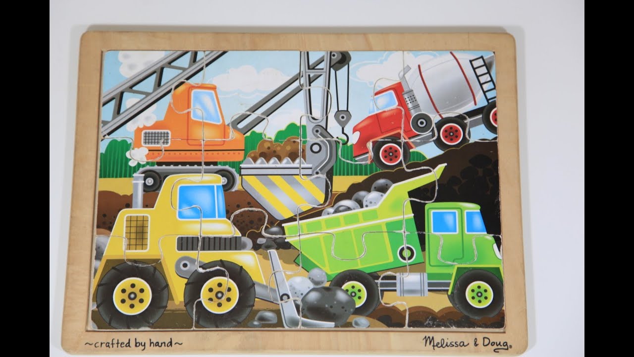 Melissa &amp; Doug Toys Wooden Construction Truck Puzzle 