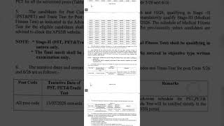 APSSB RESULTS JUNE 2026 /UNIFORM SERVICE /FOREST GUARD / FIREMAN/WOMEN POLICE /ARUNACHALPRADESH