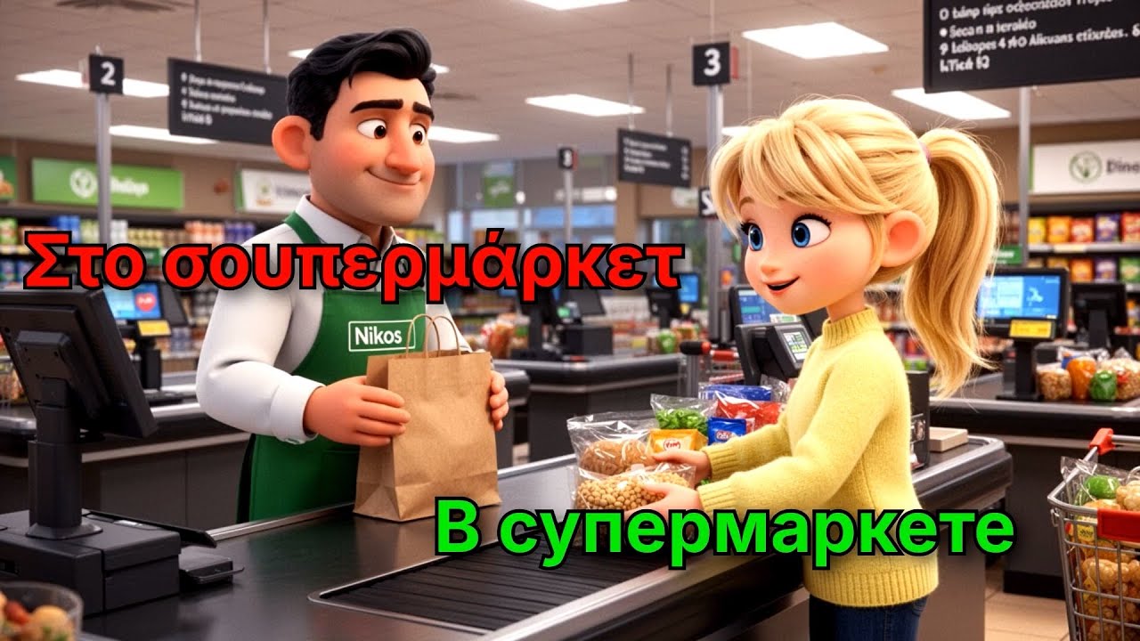 В СУПЕРМАРКЕТЕ на греческом языке 🛒 Диалог с переводом | Греческие Продукты, Глаголы, Полезные Фразы