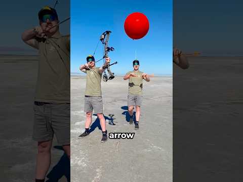 Helium Balloon Attached To Arrow 🤯 what will happen? #archery #outdoors #inventions