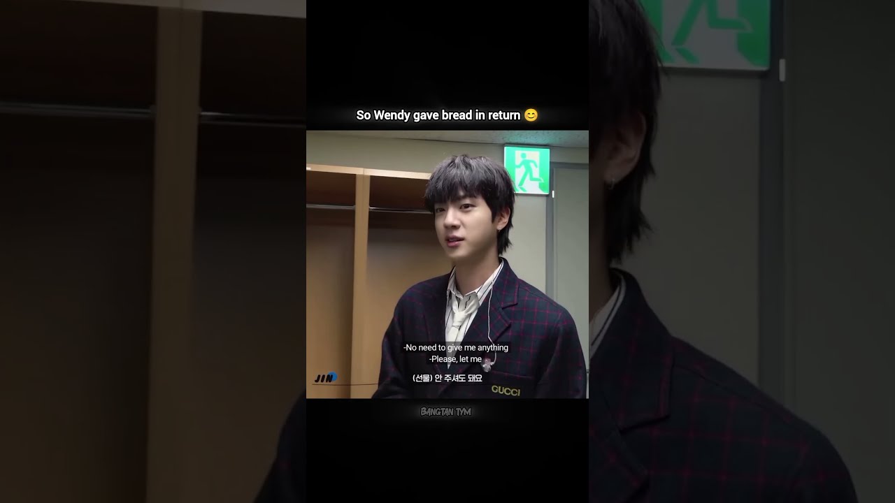 Jin welcomed Wendy with flowers and got bread in return 😊#bts #bangtantym #jin #wendy