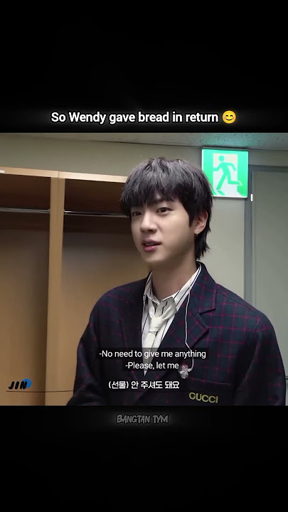 Jin welcomed Wendy with flowers and got bread in return 😊#bts #bangtantym #jin #wendy