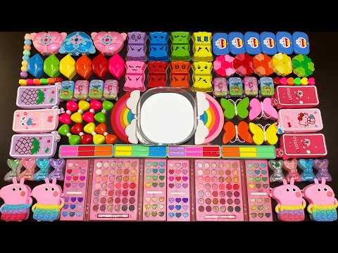 MIXING SLIME WITH CLAY VS MAKEUP VS GLITTER ! Mixing Random Things Into GLOSSY Slime #7696
