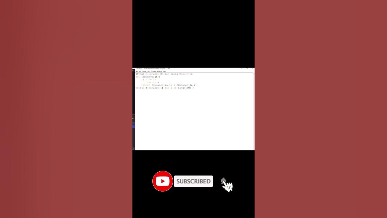 Fibonacci Series Using Recursion in python #python #coding #programming ...