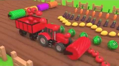 Harvesting Fruits and Vegetables with Tractors Learn Colors for Kids Children 1
