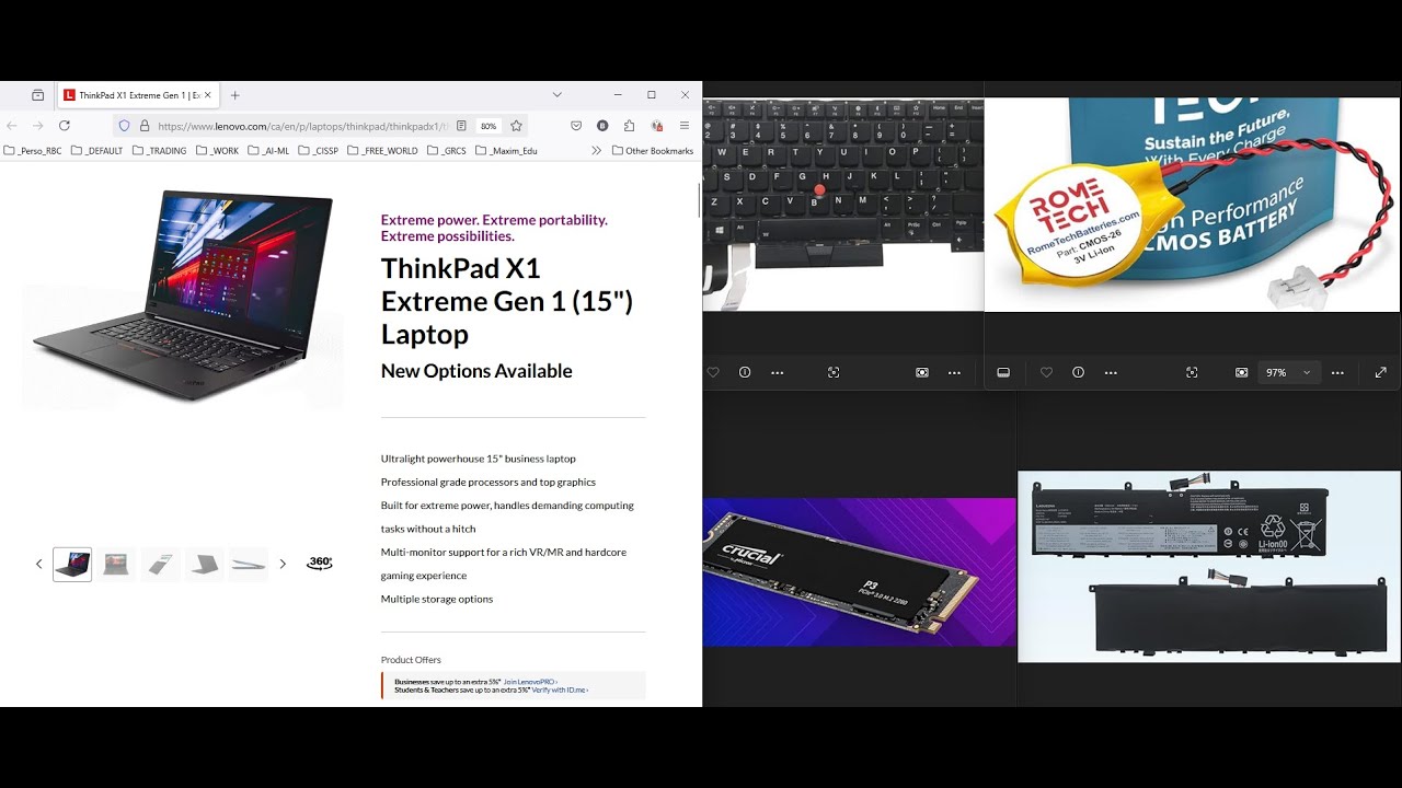 Lenovo ThinkPad X1 Extreme Carbon Replace keyboard, battery, system battery, NAND flash SSD